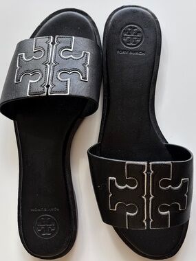 Tory Burch Ines Slide (Double T) in Black